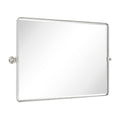 TEHOME 40x30'' Brushed Nickel Horizontal Pivot Mirror 30x40'' Metal Framed Rectangle Tilting Beveled Vanity Mirrors for Wall