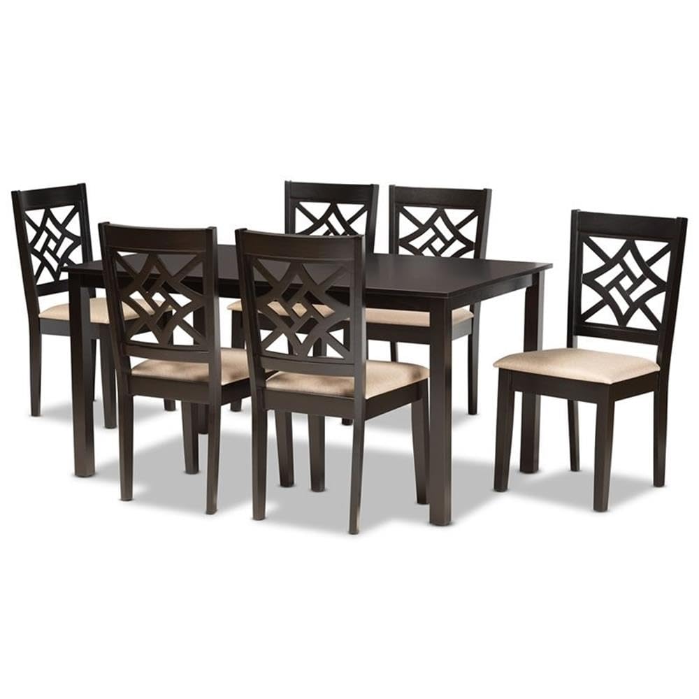 Baxton Studio Nicolette Modern and Contemporary Dark Brown Finished Wood 7-Piece Dining Set
