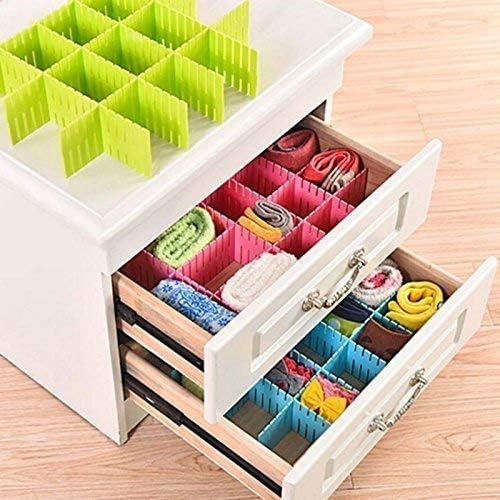 As Adjustable Diy Grid Plastic Drawer Separator Plastic Drawer Divider Partition Organizer For Stationary, Makeup, Socks, Underw