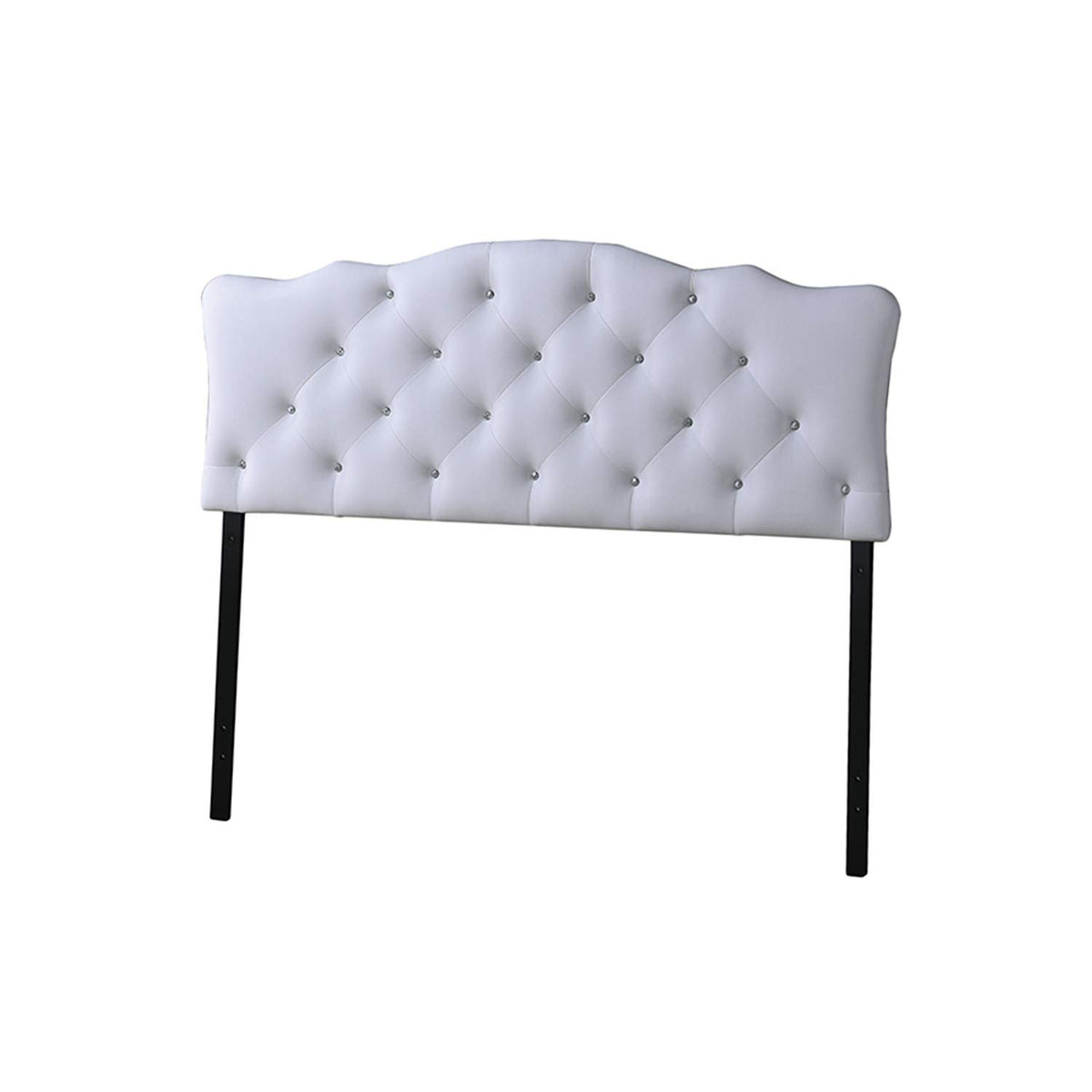 Baxton Studio Rita Modern and Contemporary White Faux Leather Upholstered Button-Tufted Scalloped Twin Size Headboard