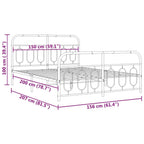 vidaXL Double Bed Frame with Headboard/Footboard - Steel Frame and Metal Slats - White - Storage Space - Bedroom Furniture - 81.5"x61.4"x39.4"