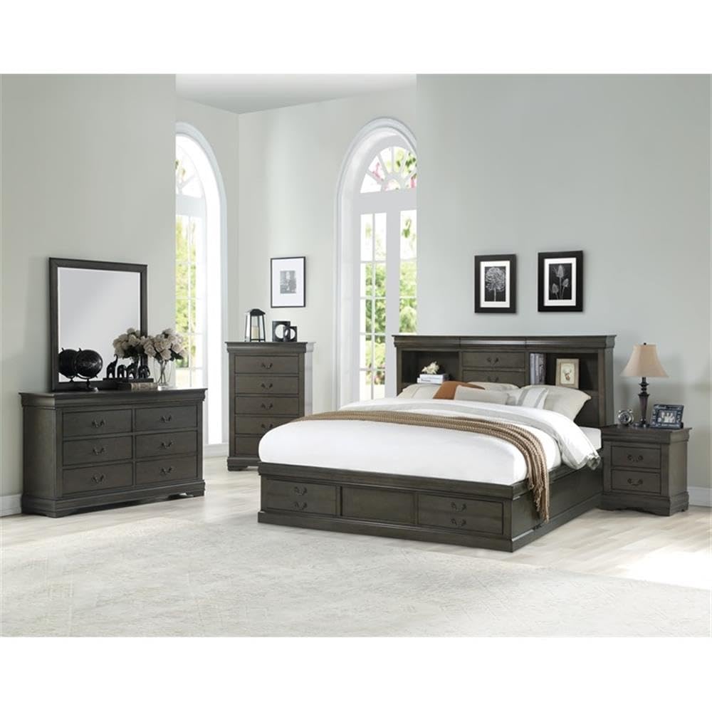 Acme Louis Philippe III Queen Bed w/Storage - Thumbnail 4