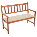 vidaXL Solid Acacia Wood Patio Bench with Light Oil Finish and Comfortable Cushion - 47.2 inch Retro Style Bench for Outdoor Spaces