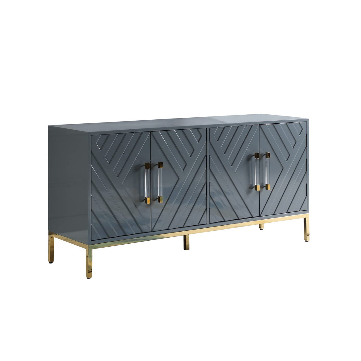 Best Master Furniture Tamari High Gloss Lacquer Sideboard/Buffet, Grey