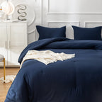 Karever Solid Navy Comforter Set Twin Navy Blue Bedding Set Soft Pure Navy Blue Bedding Quilt Set Kids Teens Adult Navy Blue Bla