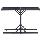 vidaXL- Black Patio Table - Poly Rattan - Glass Top - Weather Resistant - Easy Assembly - 43.3"x20.9"x28.3"