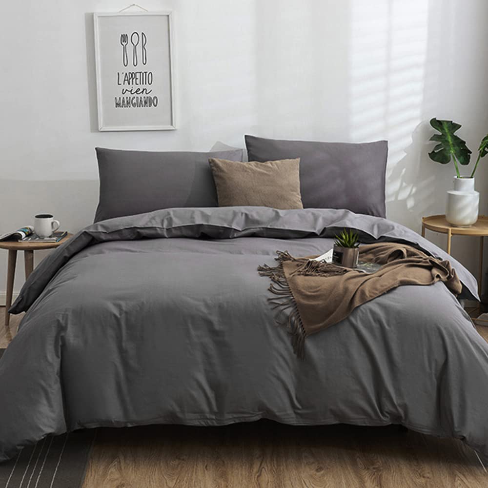 Clothknow Grey Comforter Set Full 3Pcs Dark Gray Bedding Comforter Sets Gray Full Size Comforter Men Boys Comforter Soft Charcoa