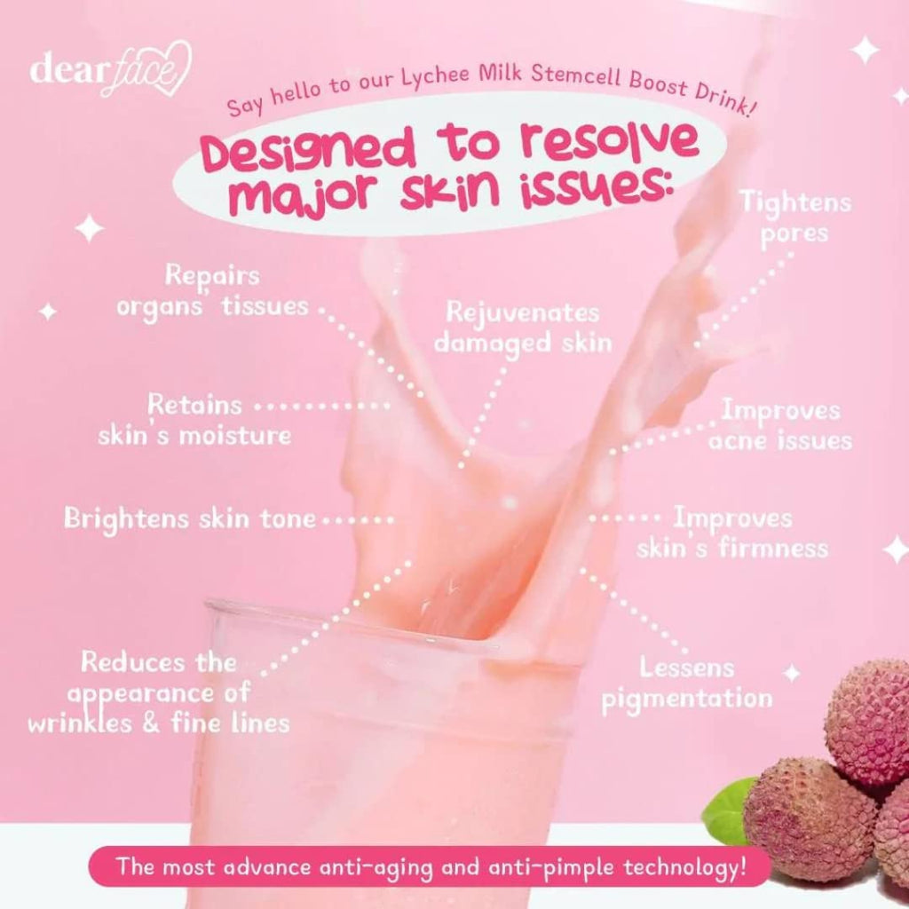 Dear Face Beauty Milk Premium Japanese Lychee Swiss Stemcell Drink 50,000Mg - 10 Sachets