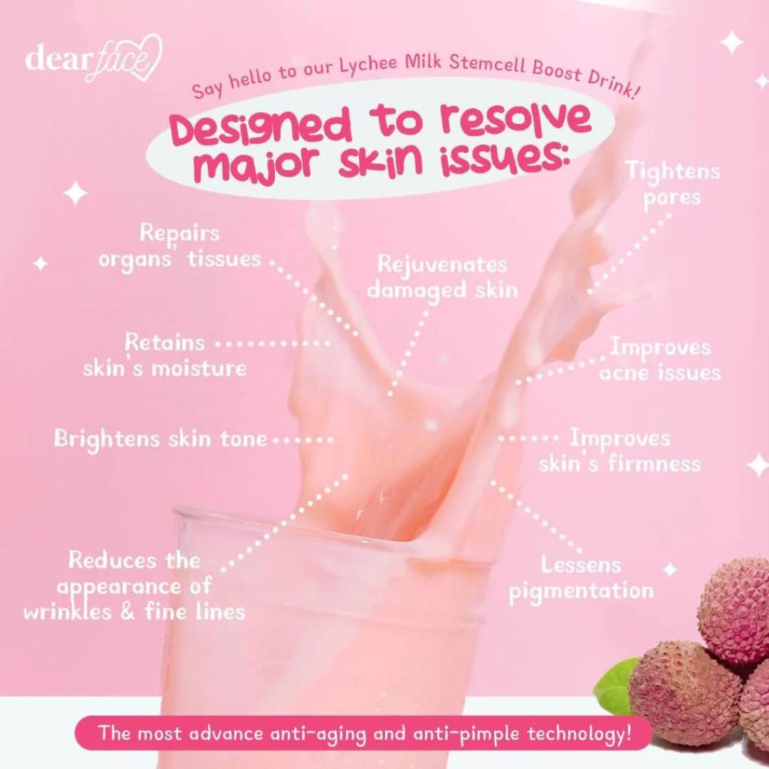 Dear Face Beauty Milk Premium Japanese Lychee Swiss Stemcell Drink 50,000Mg - 10 Sachets