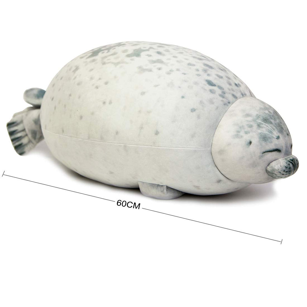 Ehotong Cute Blob Seal Pillow, Chubby Seal Plush Hug Pillow Soft Stuffed Animal Toy (White, 24')