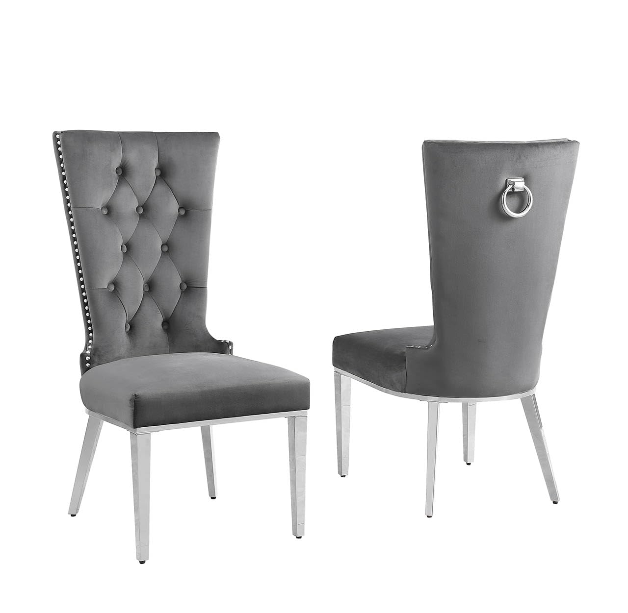Best Quality Furniture SC330-337 Dining Chairs, Dark Gray/Silver