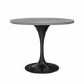Verve 36 Round Dining Table, Black Base with Laminated White Marbleized Top