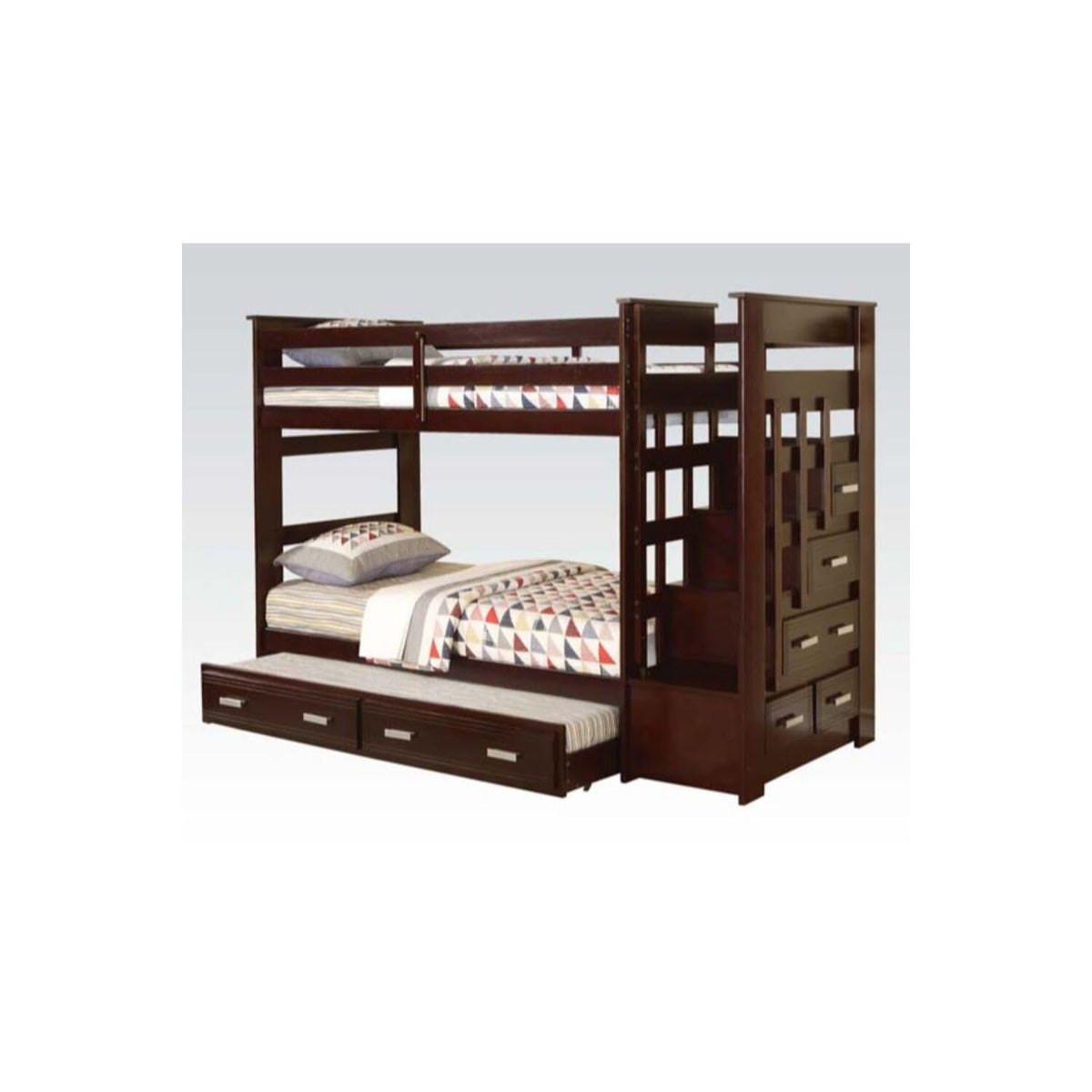 Acme Allentown Twin/Twin Bunk Bed with Storage Ladder & Trundle in Espresso