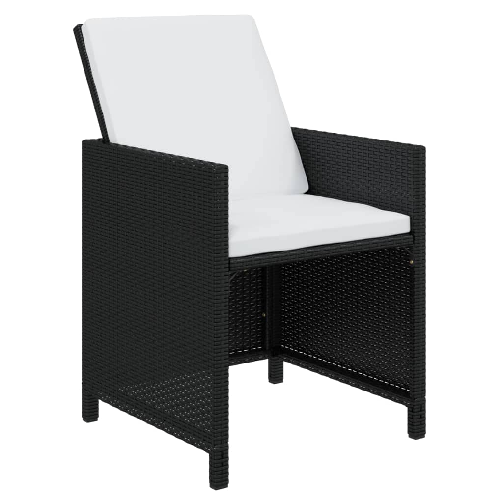 vidaXL Patio Dining Set 15 Piece with Cushions Garden Outdoor Terrace Balcony Table and Chair Seat Seating Furniture Poly Rattan Black