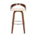 HomeRoots 476860 30 in. Faux Leather & Solid Wood Swivel Low Back Bar Height Bar Chair with Footrest Cream & Brown