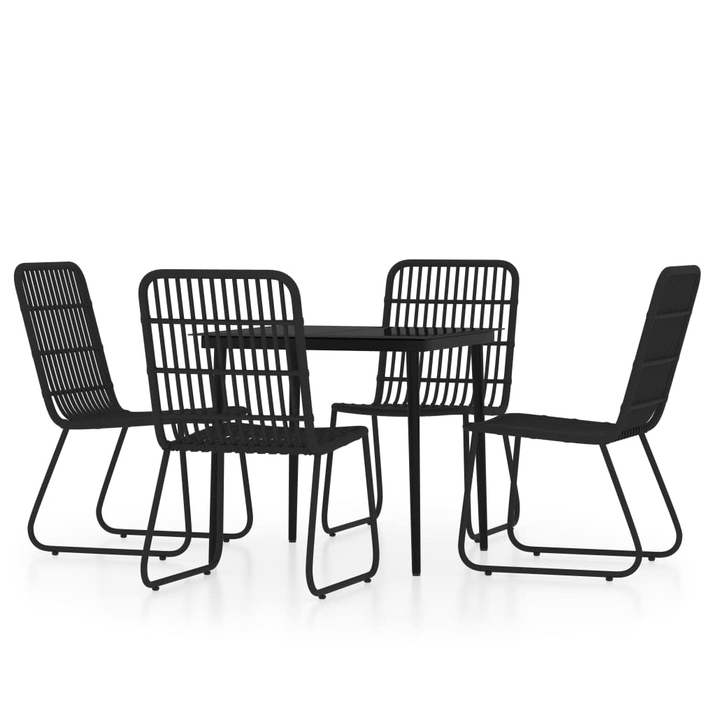 Vidaxl 9-Piece Patio Dining Set - Outdoor Furniture Set With Black Powder-Coated Steel Table And Pe Rattan Garden Chairs
