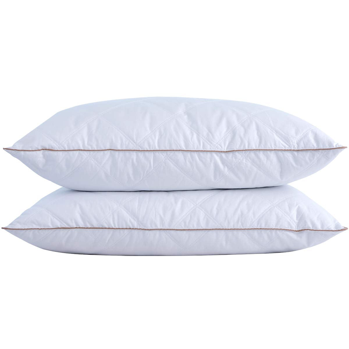 Puredown Goose Feathers And Down Pillow With Diamond Quilting Breathable Downproof Cover, Pack Of 2, King Size