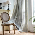 Sutuo Home Boho Curtains For Bedroom Dining Room, Semi Blackout Linen Farmhouse Shabby Chic Tassels Window Treatment Bohemian Embroidery Drape, Rod Pocket 1 Panel 52' W X 84' L, Gray Linen
