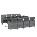 vidaXL Patio Dining Set 9 Piece with Cushions Garden Outdoor Lawn Yard Terrace Balcony Table and Chair Seat Seating Furniture Poly Rattan Gray