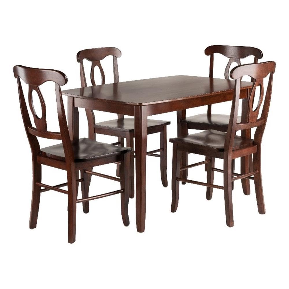 Winsome Inglewood 5-Pc Set Table W/ 4 Key Hole Back Chairs Dining, Walnut