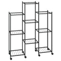vidaXL Corner Plant Shelf - Black Iron Flower Stand with Wheels, Flexible and Versatile Design for Household Use, Easy Assembly 