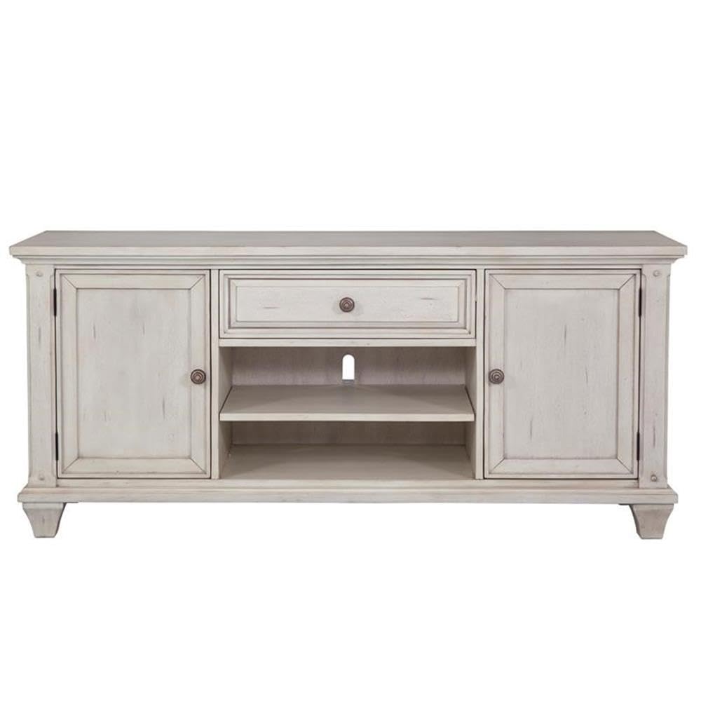 American Woodcrafters Sedona Off White Vintage Style 66-Inch Wood Tv Console