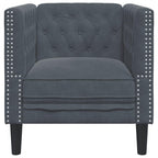 Chesterfield Sofa Chair Dark Grey Velvet vidaXL - 1-Seater, Button-Tufted, Thickly Padded, Solid Wood Frame