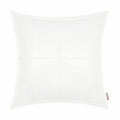 Brawarm White Leather Throw Pillow 16 X 16 Inches, Faux Leather Pillow Cover With Piping, Hand Stitched Leather Decorative Throw