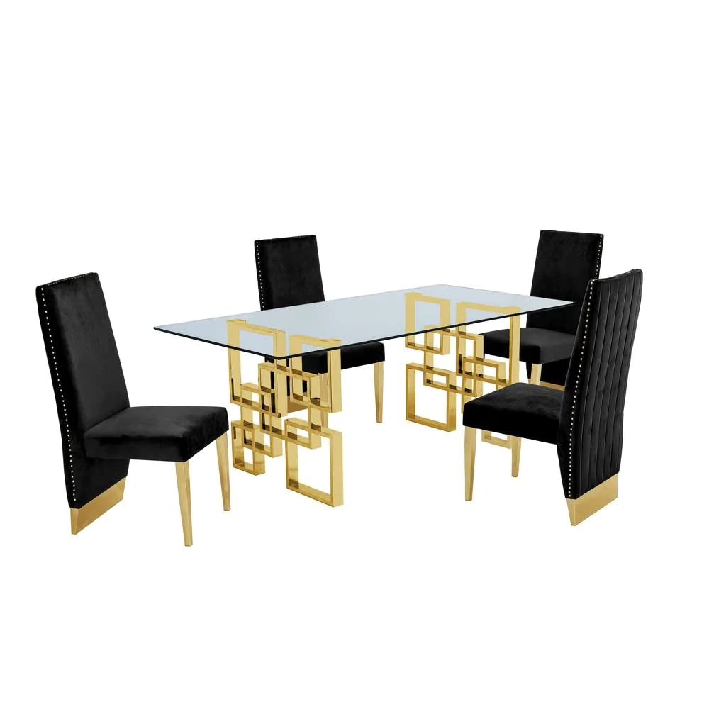 Furniture D222-4Sc162 Dining Set, Black