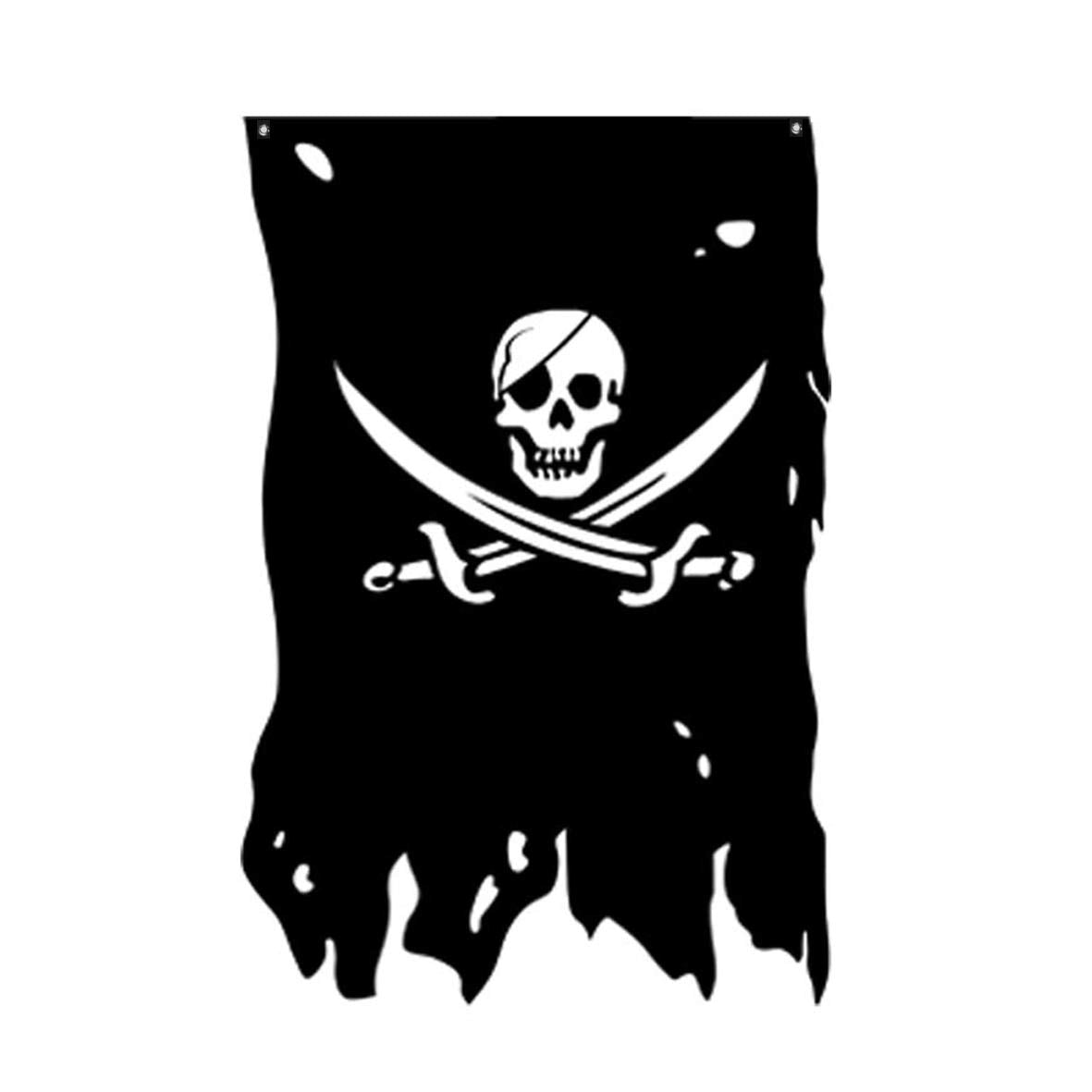 Flaglink Jack Rackham Flag 3X4.8Fts Creepy Ragged Pirate Broadsword Old Skull Bones Banner Vertical