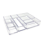 Isaac Jacobs 6-Tray Clear Acrylic Organizer Set, (Six Individual Trays), Multi-Purpose, Stackable Storage Solution for Makeup, C