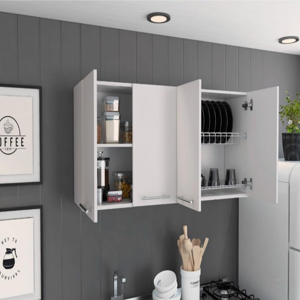Kitchen Cabinet Durham, Four Doors - White