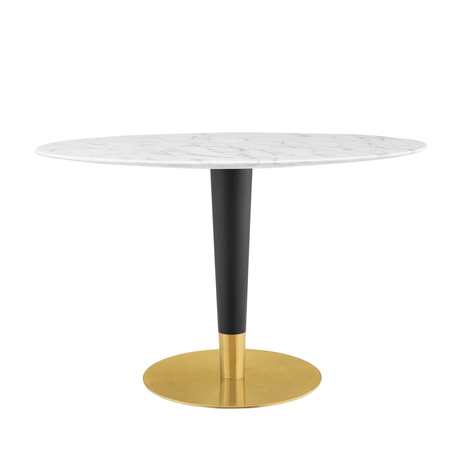 Modway Zinque Artificial Marble Dining Table, 48 Inch, Gold White