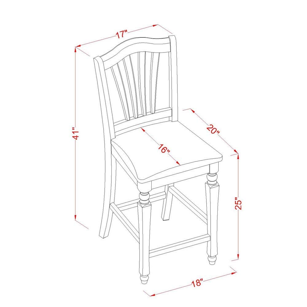 East West Furniture Chelsea Stools With Faux Leather Upholstered Seat, 24" Seat Height