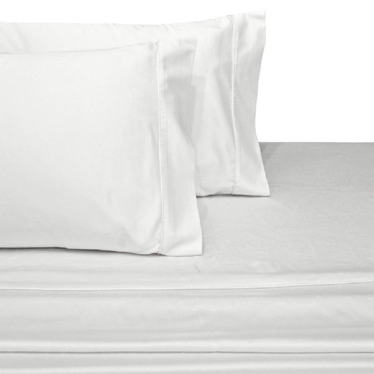 Split Cal King - 100% Cotton Split-Top-California King (Adjustable Cal King Bed Size Fitted Sheet Only) 300Tc, Solid White, Sate
