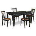 East West Furniture WEAN5-BLK-LC 5 Piece Dining Table Set for 4 Includes a Rectangle Kitchen Table with Butterfly Leaf and 4 Faux Leather Kitchen Dining Chairs, 42x60 Inch, Black