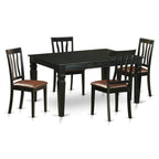 East West Furniture WEAN5-BLK-LC 5 Piece Dining Table Set for 4 Includes a Rectangle Kitchen Table with Butterfly Leaf and 4 Faux Leather Kitchen Dining Chairs, 42x60 Inch, Black