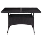 vidaXL Patio Dining Table Garden Outdoor Terrance Yard Lawn Dinner Coffee End Couch Side Table Furniture Beige Poly Rattan and Glass