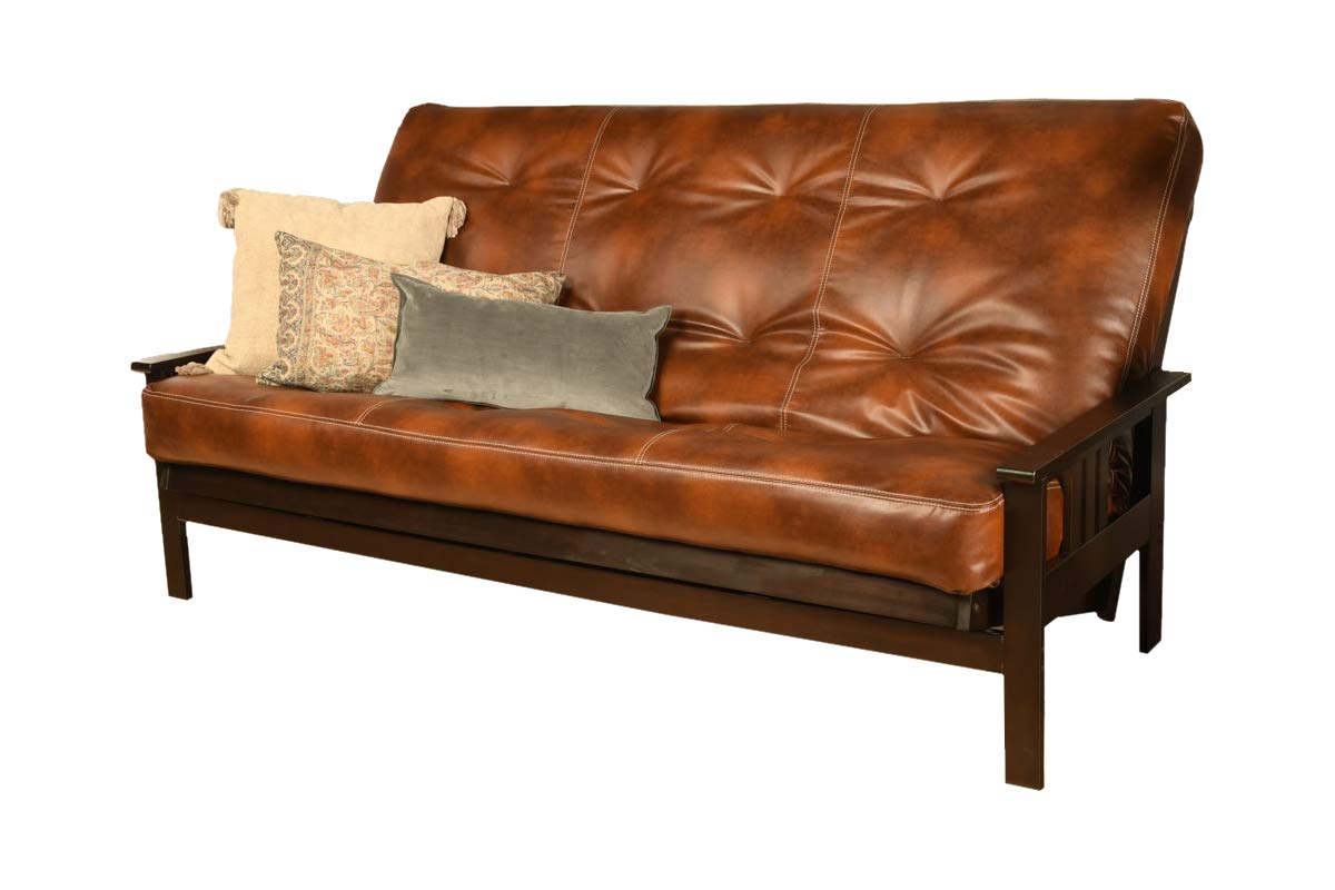 Kodiak Furniture Monterey Queen-Size Futon, Espresso Finish With Oregon Trail Saddle Mattress