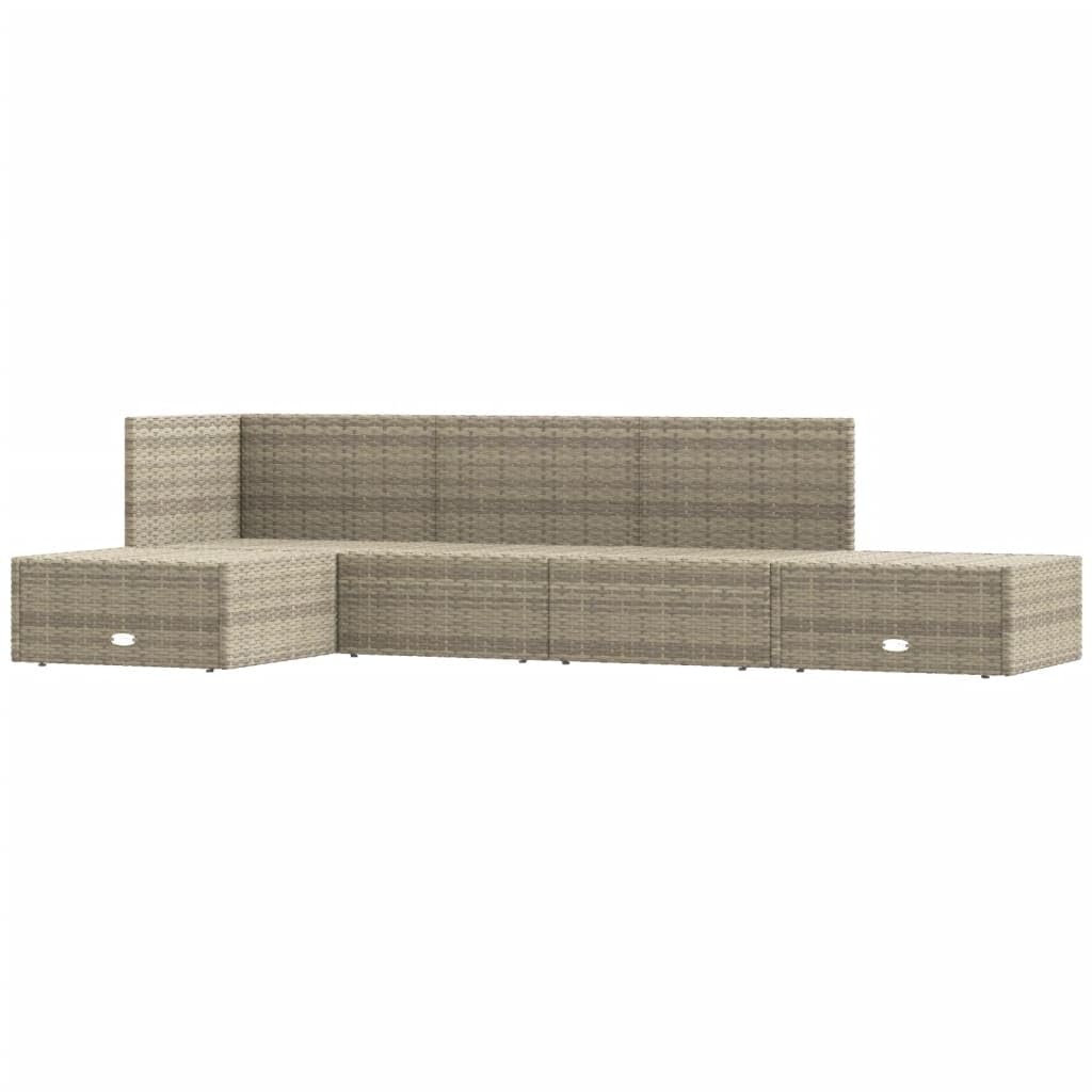 vidaXL 5-Piece Patio Lounge Set in Gray Poly Rattan - Weather Resistant, Powder-Coated Steel Frame, Adjustable Seating, Elegant Design, Includes 2 Sofas, 2 Footstools, and Cushions