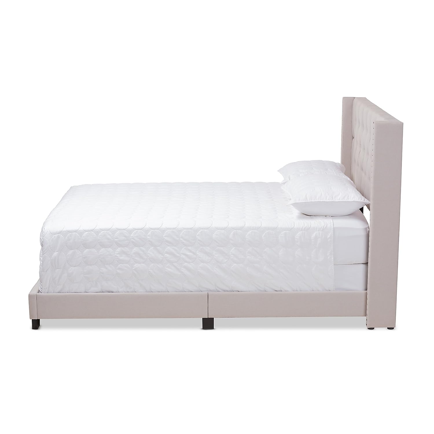 Baxton Studio Brady Fabric Tufted Queen Bed In Beige