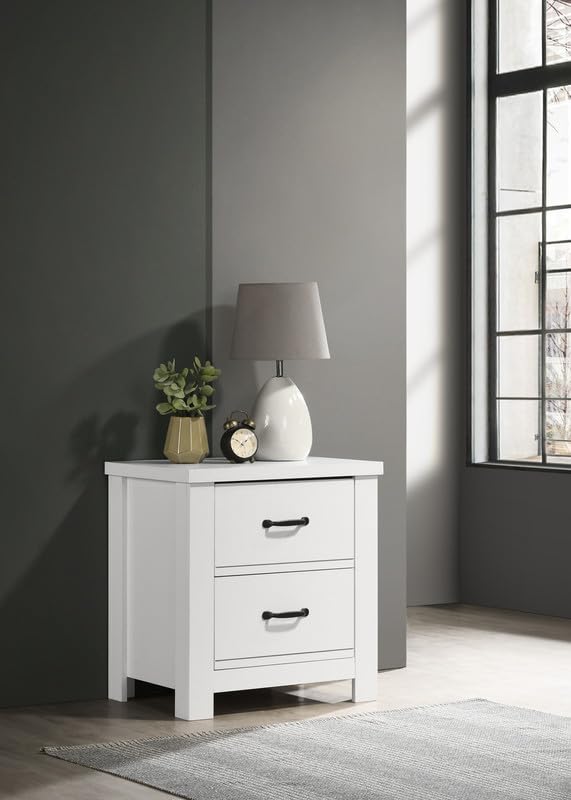 LILOLA LIVING Cassini White 2-Drawer Nightstand Bedside Table