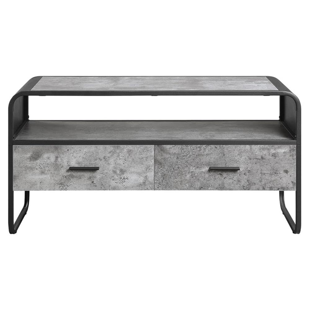 Acme Raziela Storage TV Stand in Concrete Gray and Black Metal Frame