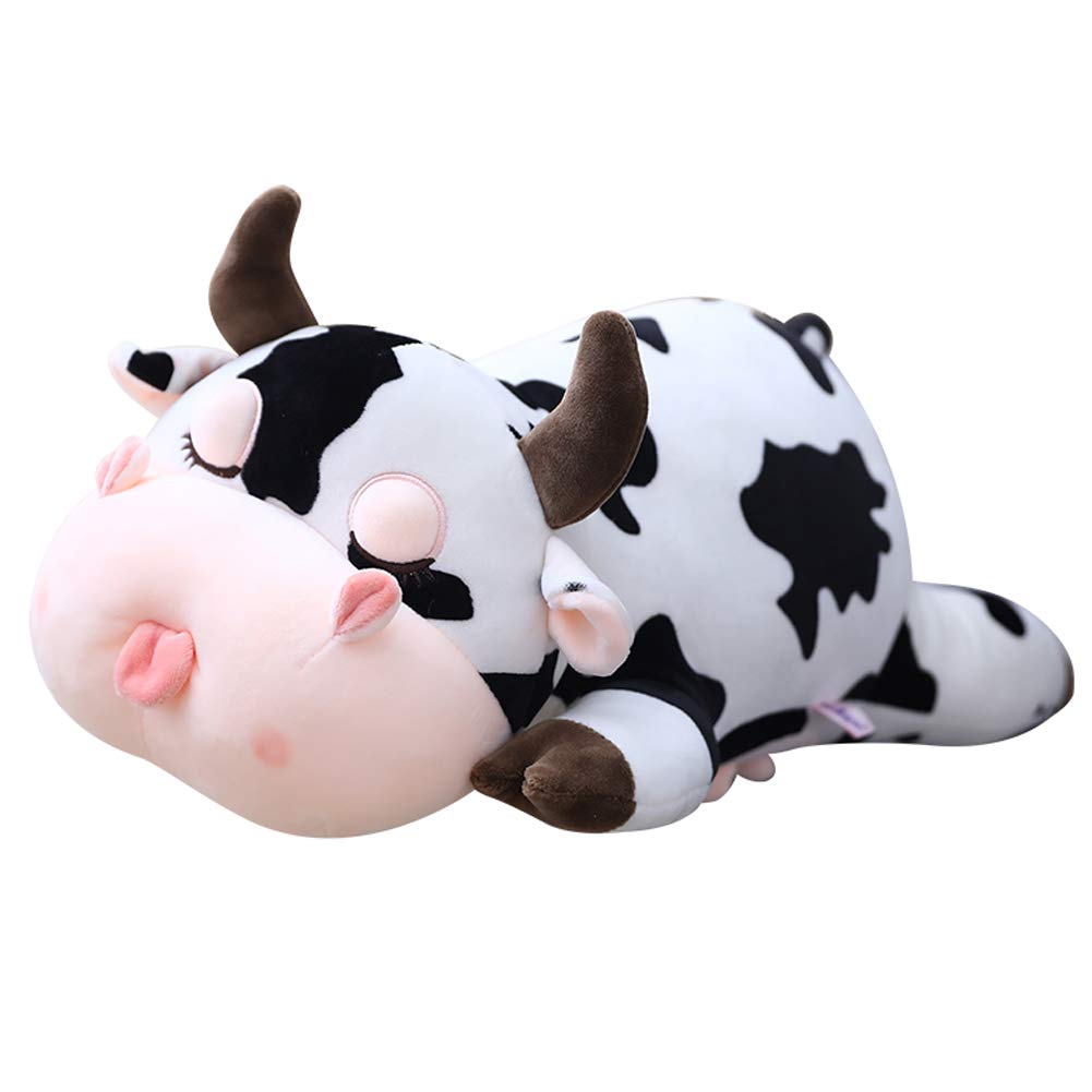 Jensquaify Cow Stuffed Animals, Cute Cow Plush Pillow Toy Cow Plushie Throw Pillow Gifts for Kids, 11.8'