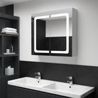 vidaXL LED Bathroom Mirror Cabinet in Anthracite Color – Modern Design - Quality MDF in Melamine Finish – Energy-Efficient LED Lighting – Spacious Storage with 3 Shelves