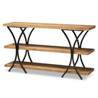 Baxton Studio Terrell Brown Finished Wood and Black Finished Metal Console Table