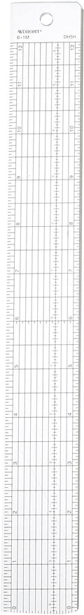 Westcott Grid Ruler With Metal Cutting Edge, 1.5 X 12', Transparent (B-1M)