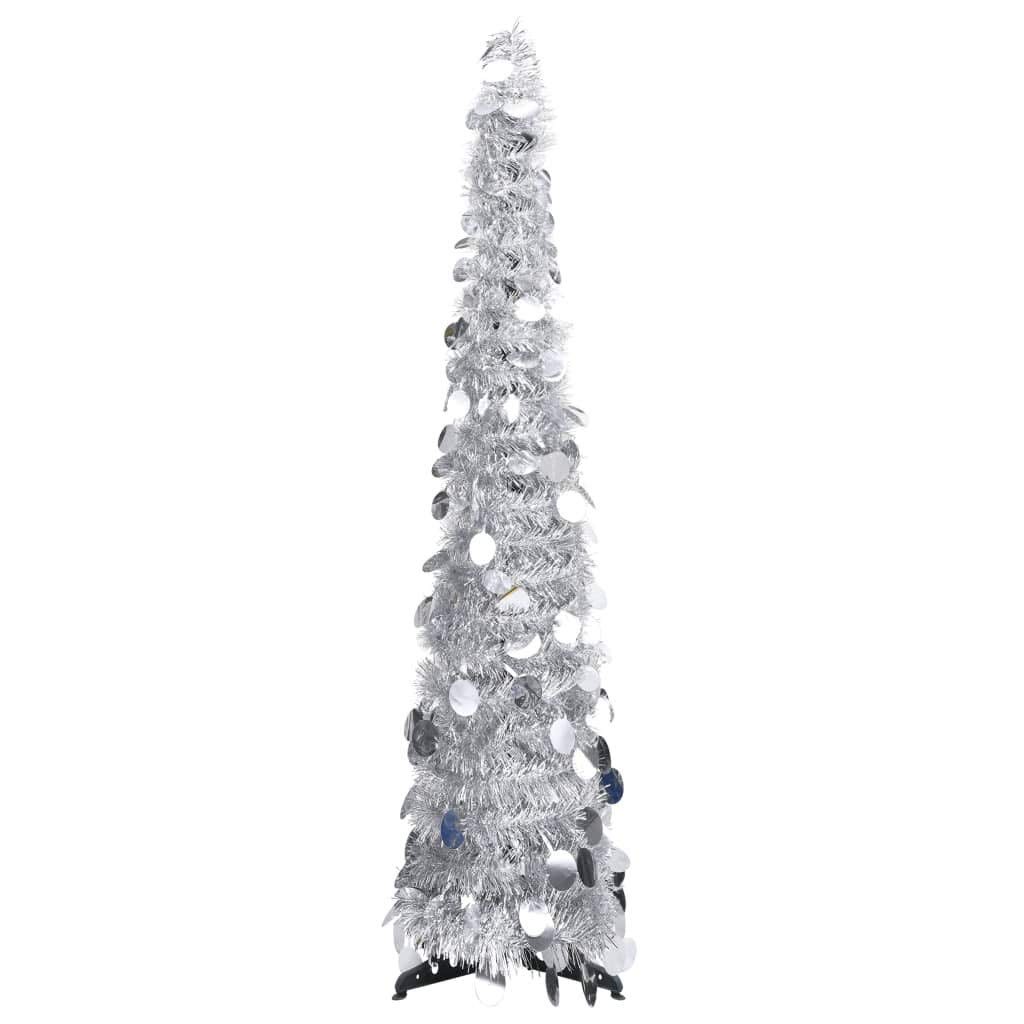 Vidaxl Pop-Up Artificial Christmas Tree Shiny Home Living Room Office Garden Terrance Holiday Ornament Decor Xmas Decoration Sliver 4 Ft Pet