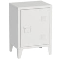MIOCASA Nightstand Modern End Side Table Steel Bedside Storage Cabinet with Shelf Easy Assembly for Living Room Bedroom (White)