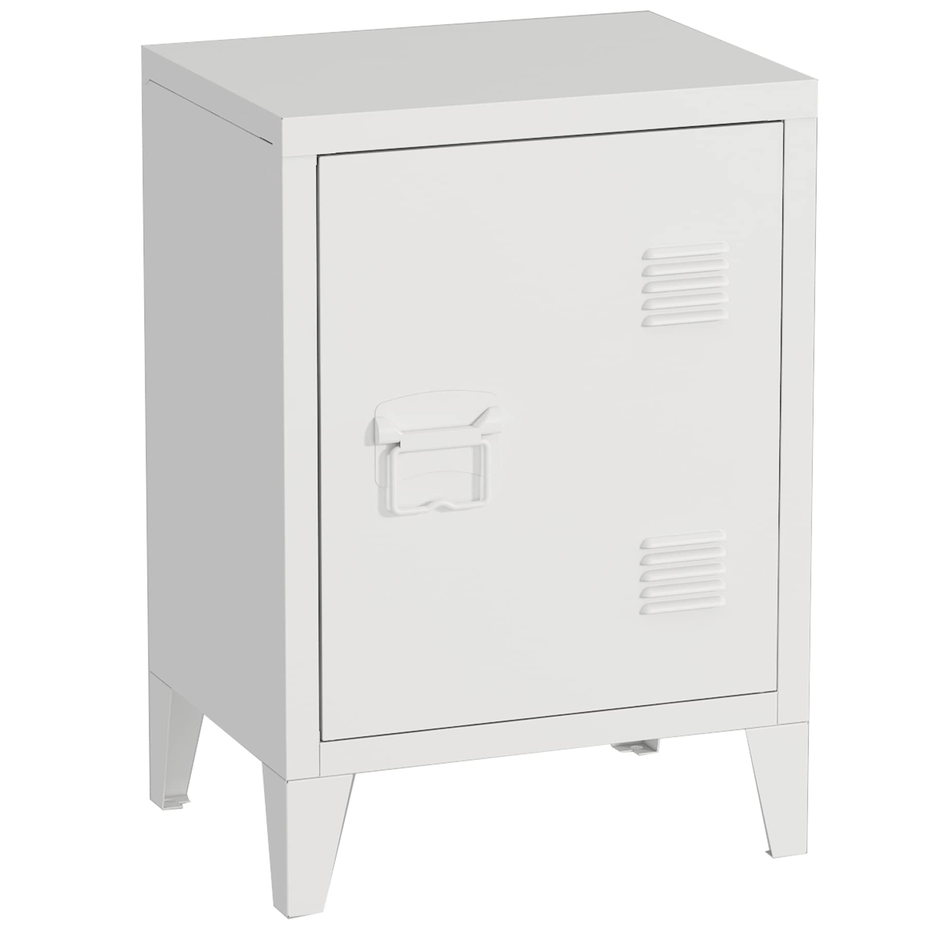 MIOCASA Nightstand Modern End Side Table Steel Bedside Storage Cabinet with Shelf Easy Assembly for Living Room Bedroom (White)